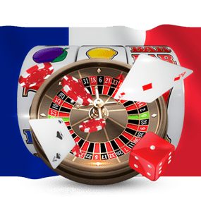 drapeau français rouleaux cartes jetons dés slot machine à sous roulette
